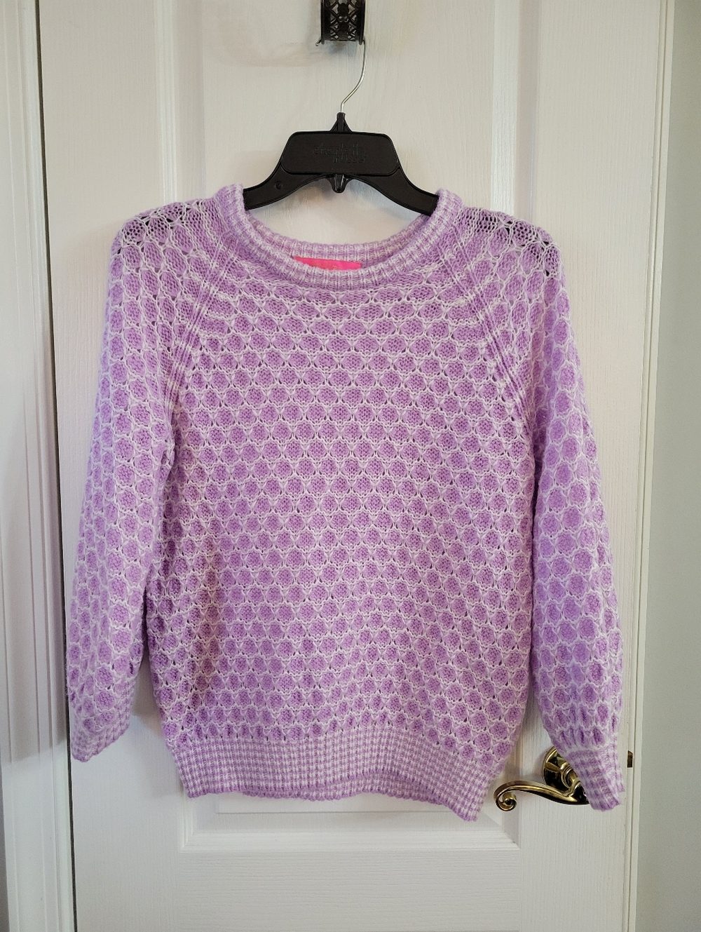 Lilly Pulitzer Corabelle Sweater Purple Iris Honeycomb Knit Wool Blend Medium